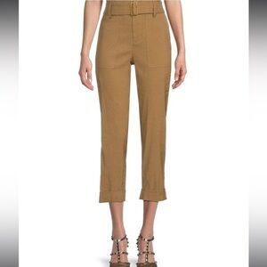 VINCE Natural Linen Blend Cropped Pants Size Medium